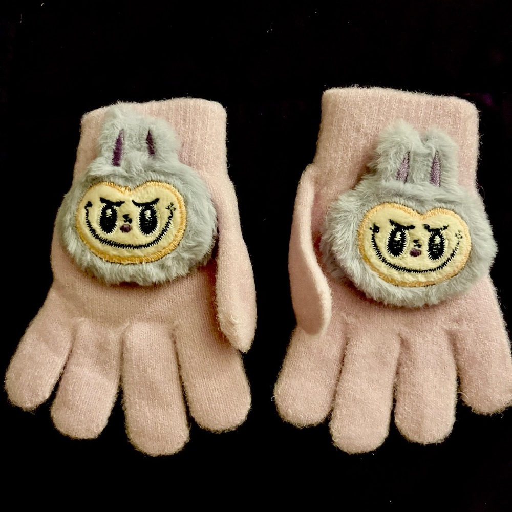 Purple Labubu Kids Stretch Gloves